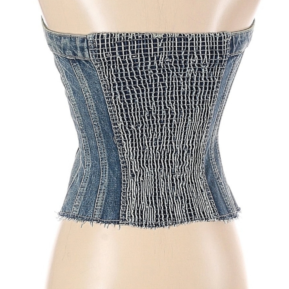 Zara Blue Corset Style Denim Top size S - Picture 15 of 16